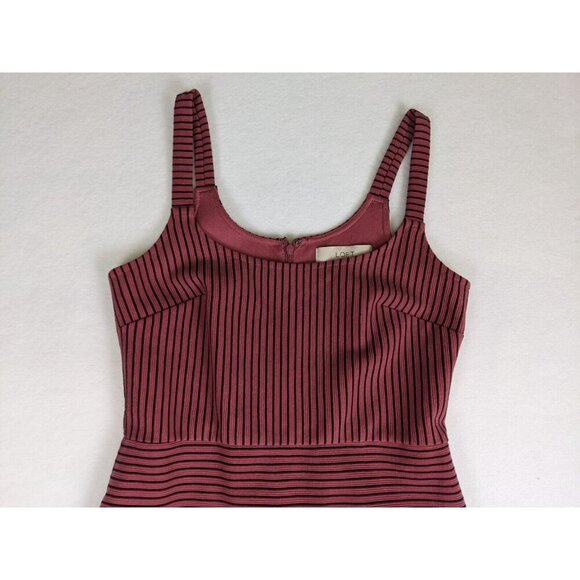 Ann Taylor LOFT Women's Dress Size 0 Pink Striped Stretch Knit Sheath - Picture 5 of 13